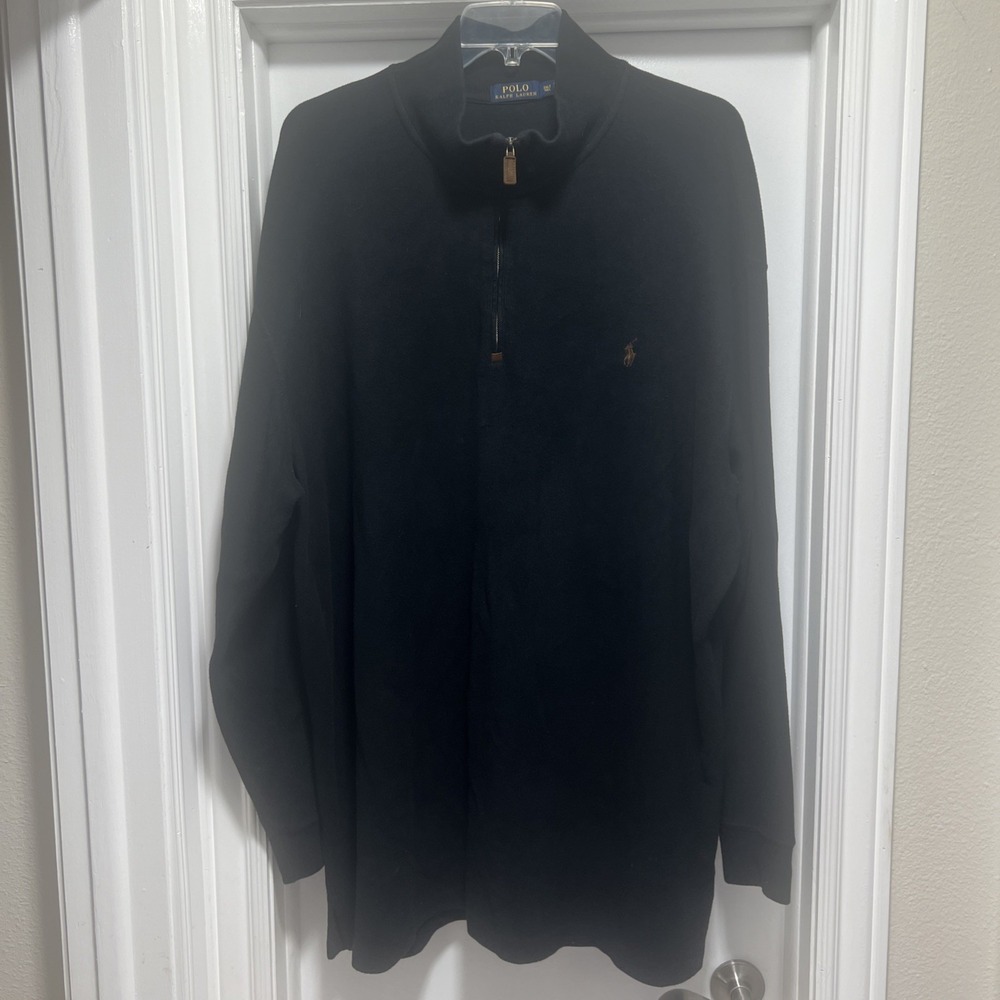 Polo Ralph Lauren Sweater Men's 3XLT Black 1/4 Zip Pullover Pony Logo